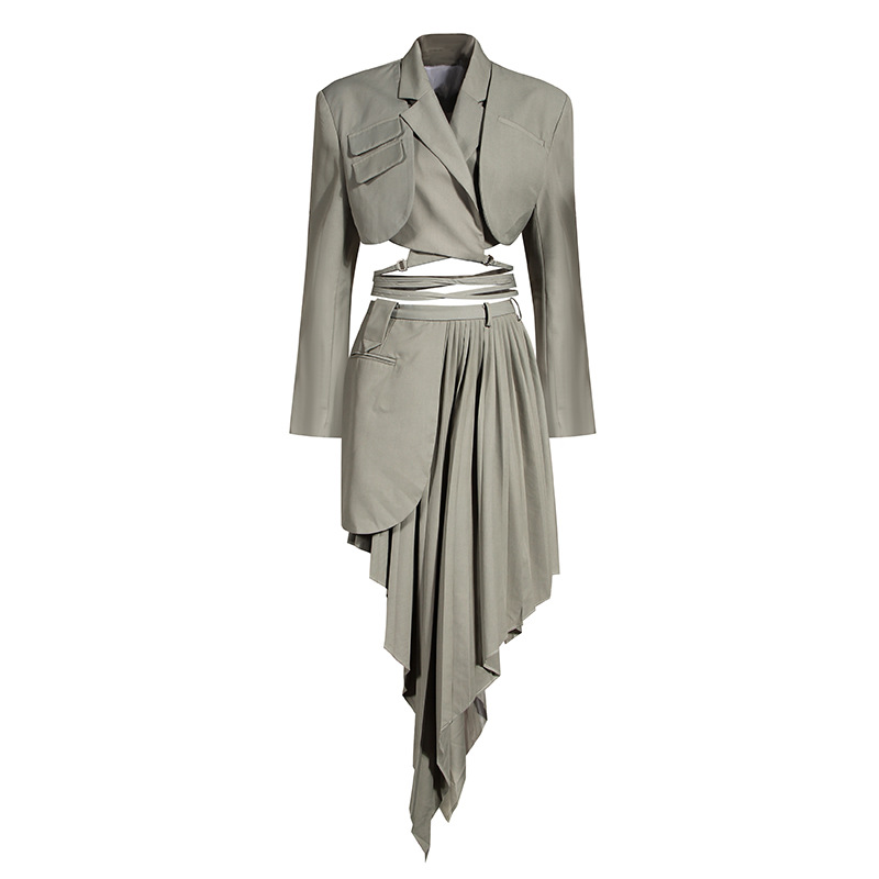 Women'S Asymmetrical Mini Skirt Suit Set Trendy Polyester - Image 5