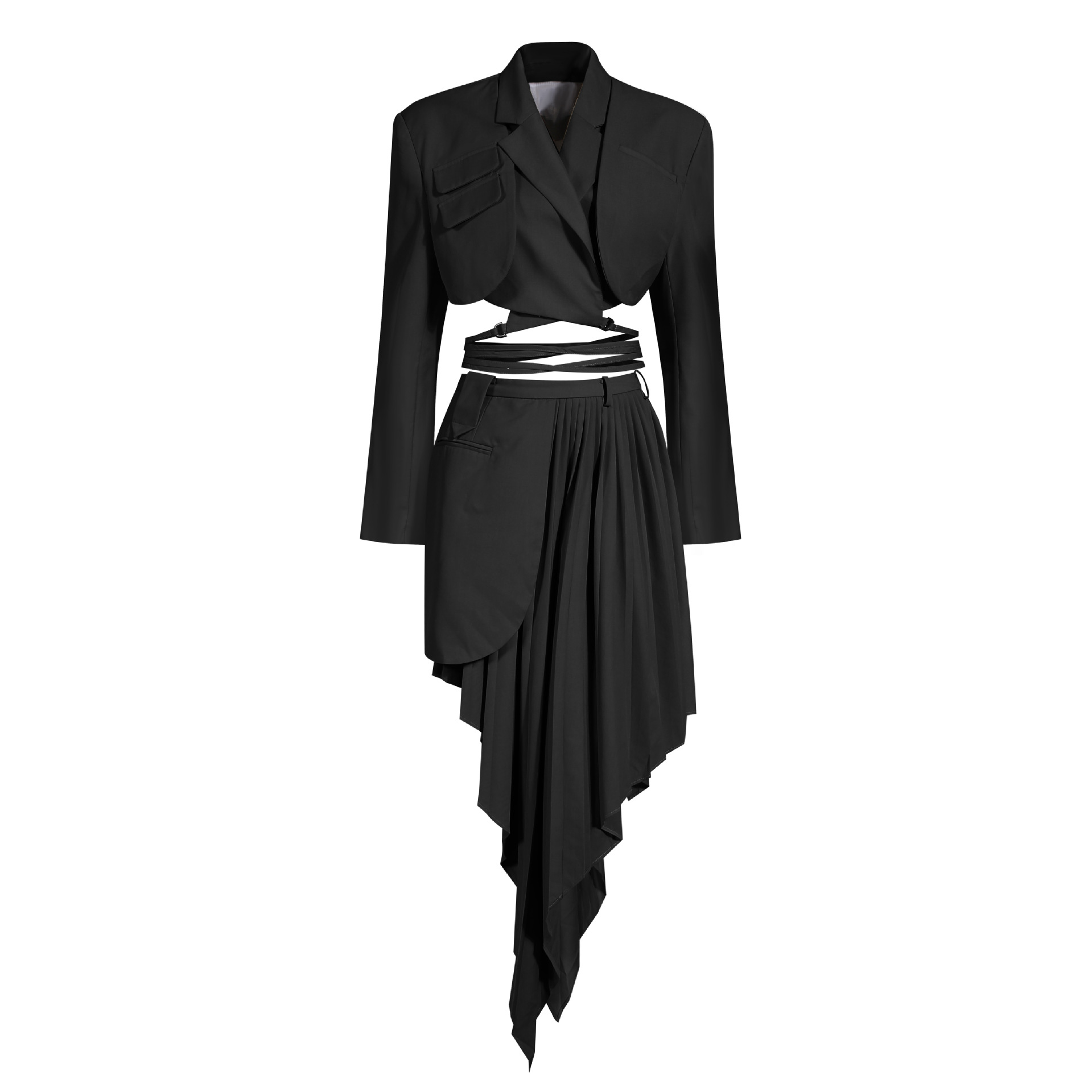 Women'S Asymmetrical Mini Skirt Suit Set Trendy Polyester - Image 2