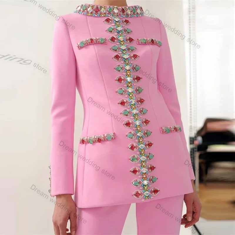 Trendy Casual Pearl Beaded Jacket And Pants Set - Image 5