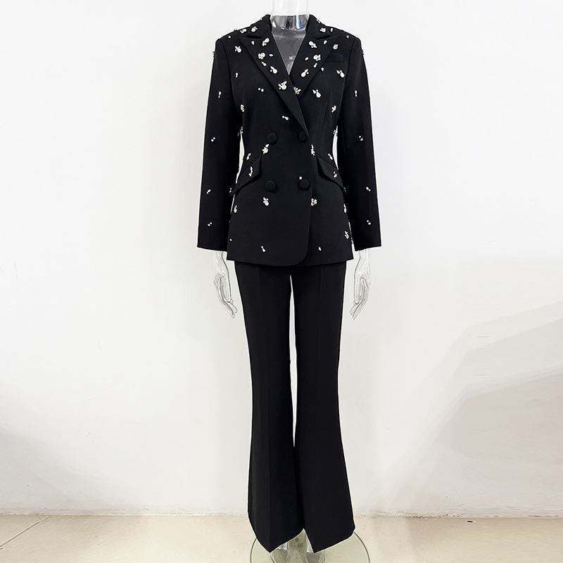Fashionable Embellished Blazer Pantsuit With Long Sleeves - Image 4