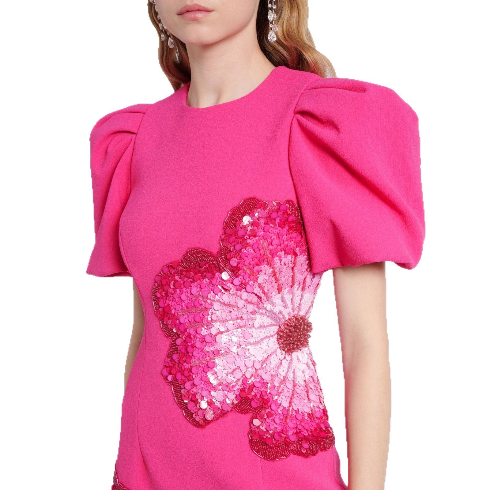 Trendy Beaded Flower Short Sleeve Dress - Image 5