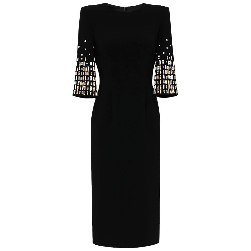 Elegant Black Beaded Midi Dress - Image 5