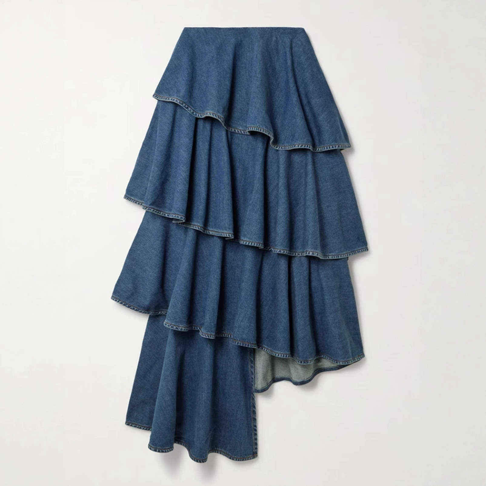 Trendy Denim Two-Piece Set With Asymmetrical Ruffled Skirt - Image 8