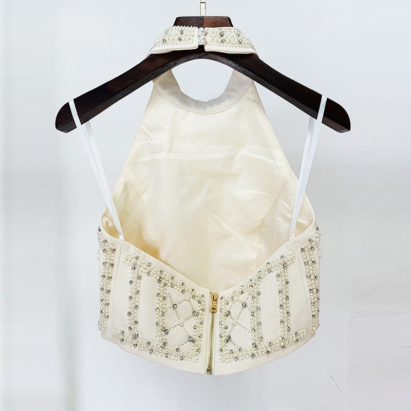Beaded Sequin Halter Top Skirt Set Stylish Casual Outfits - Image 3