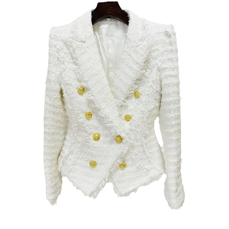 Trendy Fringed Tweed Blazer For Elegant Style - Image 5