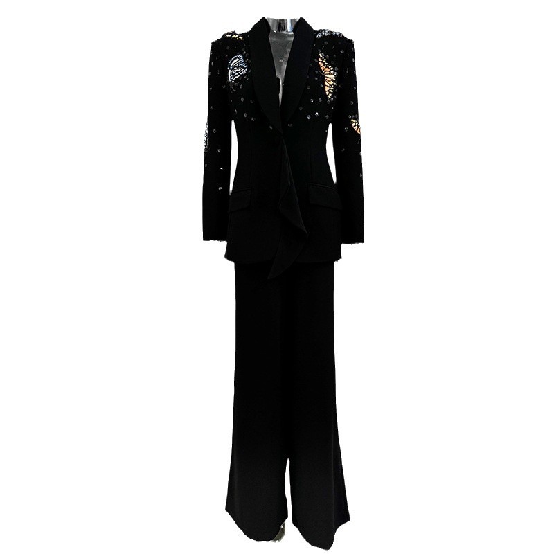 Trendy Butterfly Embellished Suit Set With Long Pants - Image 5