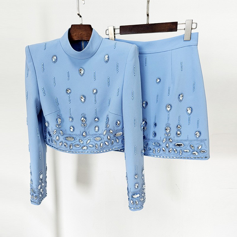 French Romantic Short Sleeve Jacket And Skirt Set - Image 4
