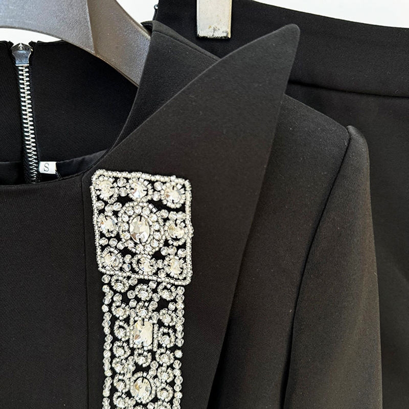 Trendy Black Beaded Jewel-Embellished 2-Piece Skirt Set - Image 4