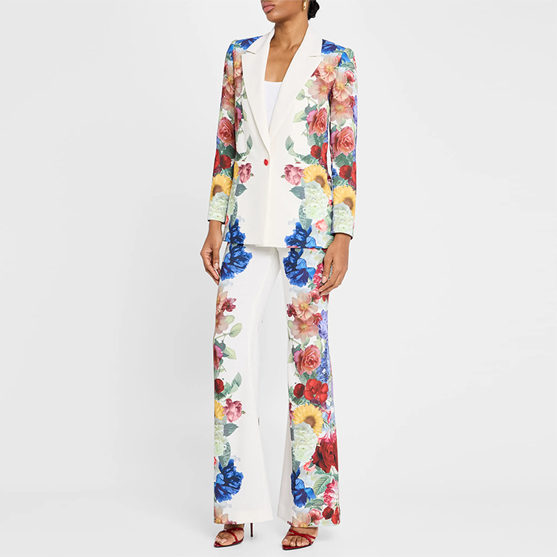 Fashionable Digital Print Suit Jacket Set