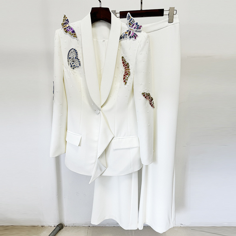 Trendy Butterfly Embellished Suit Set With Long Pants - Image 3