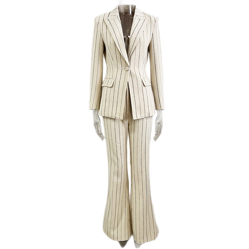 Fashionable Striped Blazer And Pants Set - All-Season Ensemble - Image 5