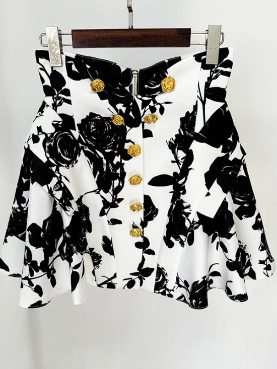 Fashion Tulip Waist Floral Print Skirt Set
