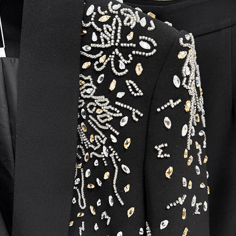 Luxury Beaded Blazer And Trousers Set Elegant Street Style - Image 4