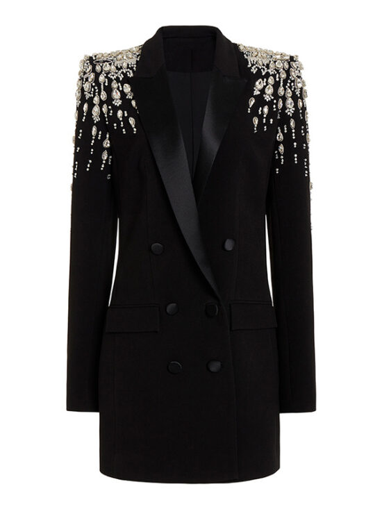 Fashionable Handmade Beaded Long Blazer