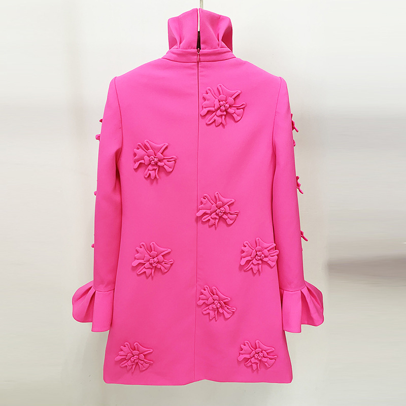 Fashionable A-Line Dress With 3D Floral Details - Image 2