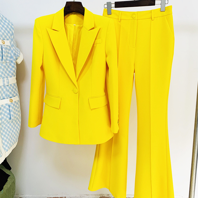 Elegant Blazer And Flared Pants Set Casual Two-Piece Suit - Image 6