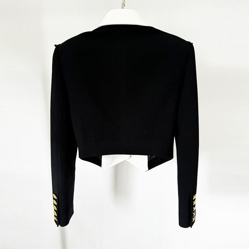 Stylish Color-Block Double-Layer Blazer Jacket - Image 2