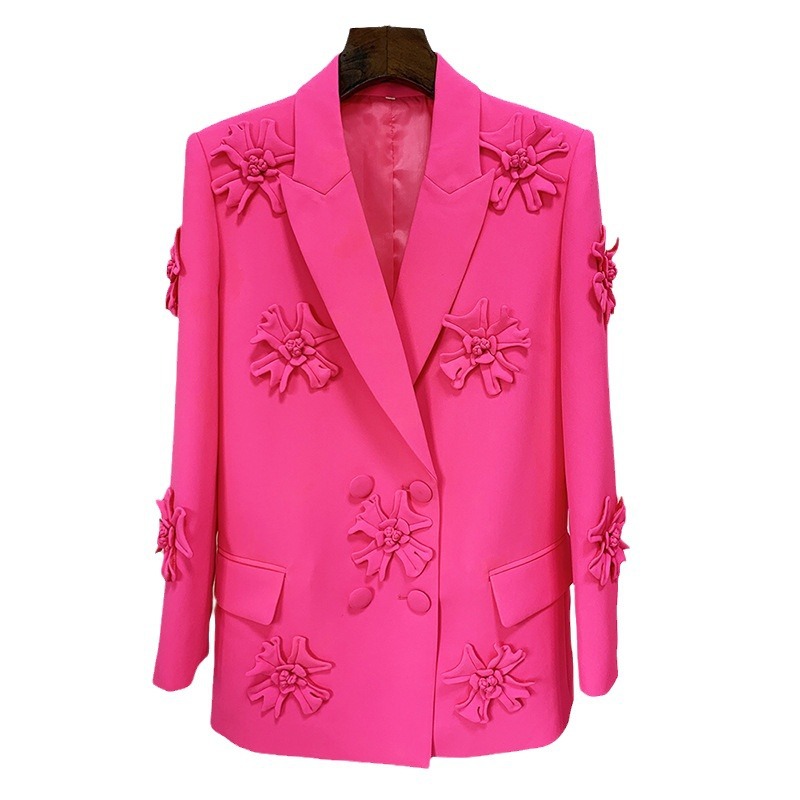 Double-Breasted Floral Embellished Blazer For Women - Image 5