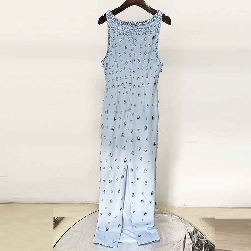 Fashion Beaded Sequin Maxi Dress With U-Neck - Image 4