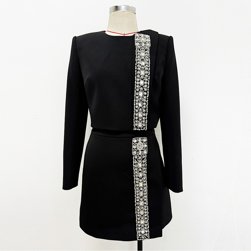 Trendy Black Beaded Jewel-Embellished 2-Piece Skirt Set - Image 5
