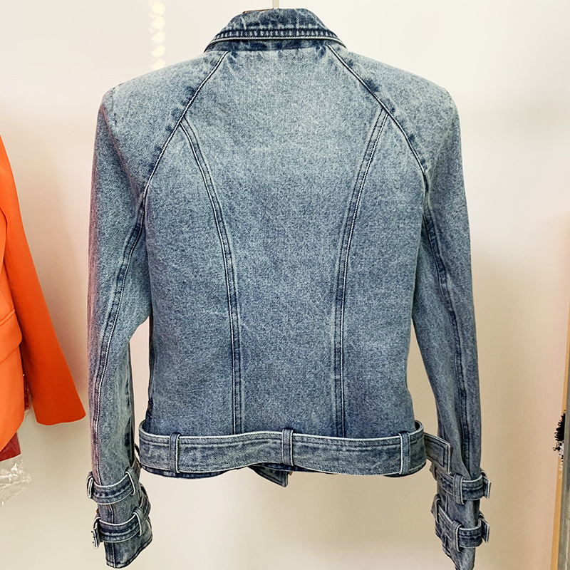 New Stylish Slim-Fit Denim Blazer With Lion Button - Image 2