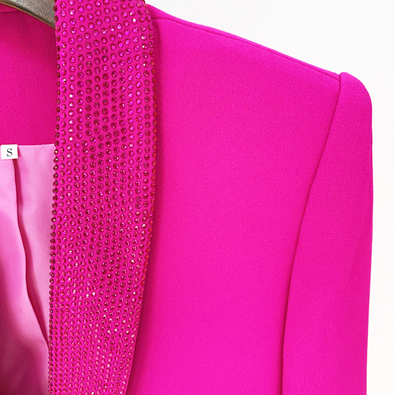 Luxury Ostrich Feather Trimmed Blazer With Rhinestones - Image 2