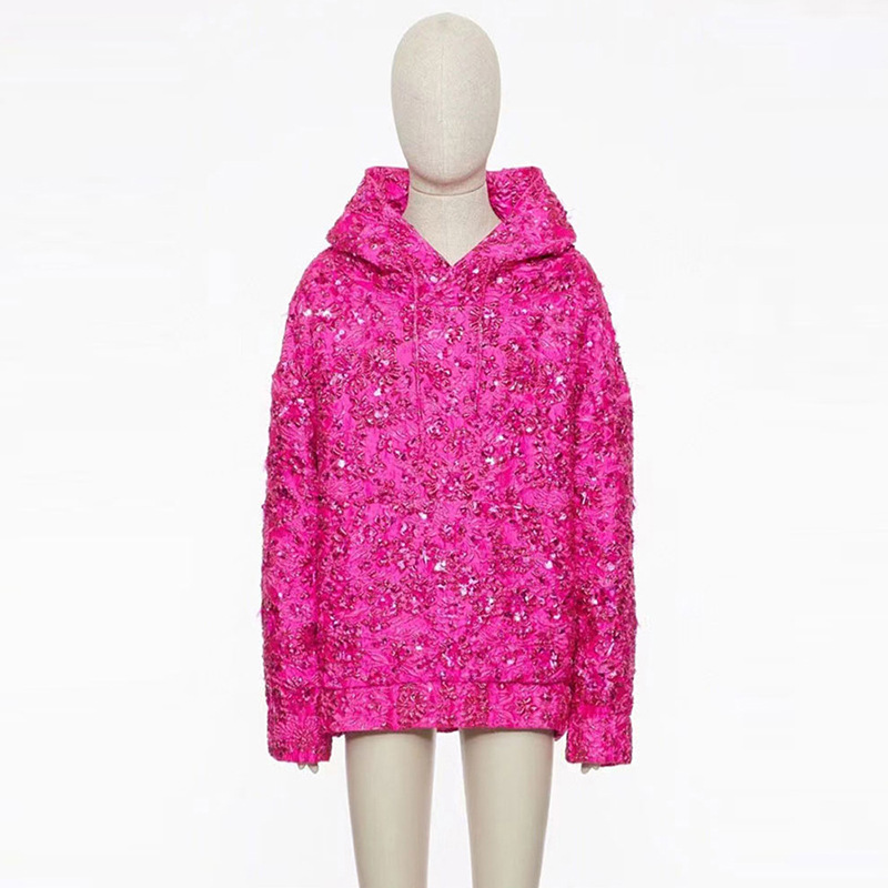 Fashion Pink Casual A-Line Dress With Beaded Embellishments - Image 8