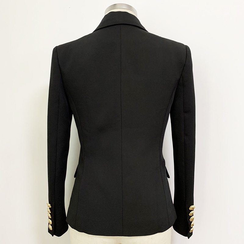 Double-Breasted Blazer With Metal Lion Head Button - Image 5