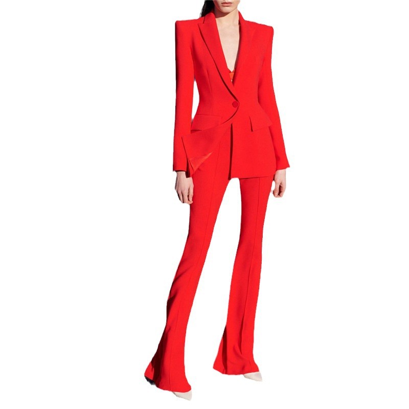 Trendy Two-Piece Suit With Blazer And Flared Pants - Image 5