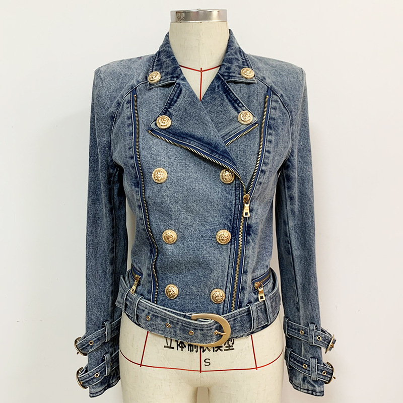 New Stylish Slim-Fit Denim Blazer With Lion Button - Image 3