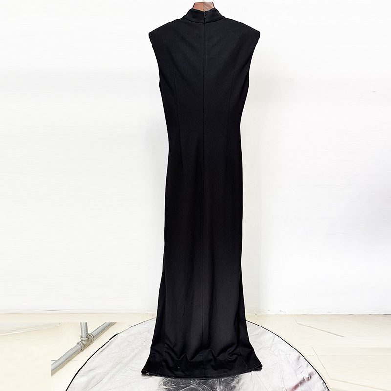 Elegant Sleeveless Zip Front Maxi Dress - Image 3