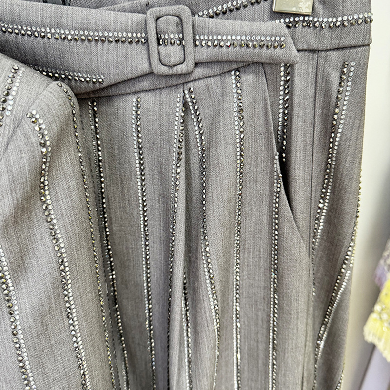Gray Double-Breasted Blazer Pantsuit Set - Image 4