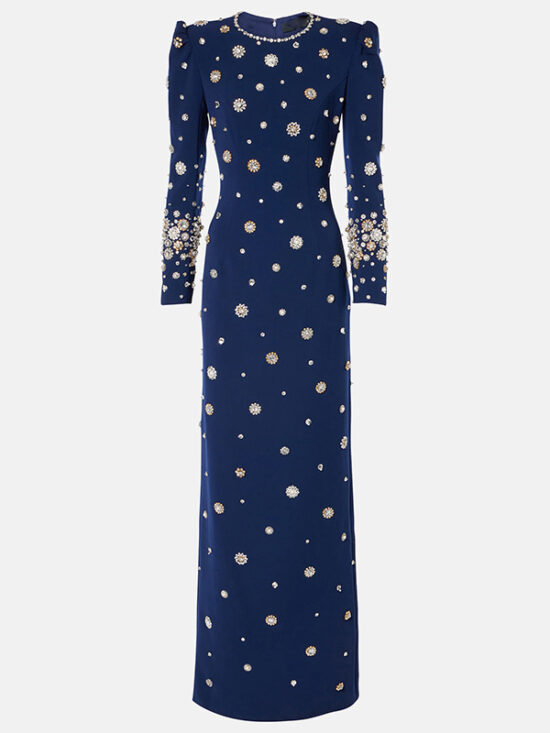 Elegant Long Evening Dress With Beaded Detail