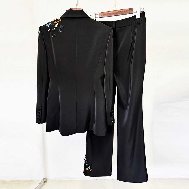 Colorful Sequin Blazer And Pants Set Elegant Office Outfit - Image 3