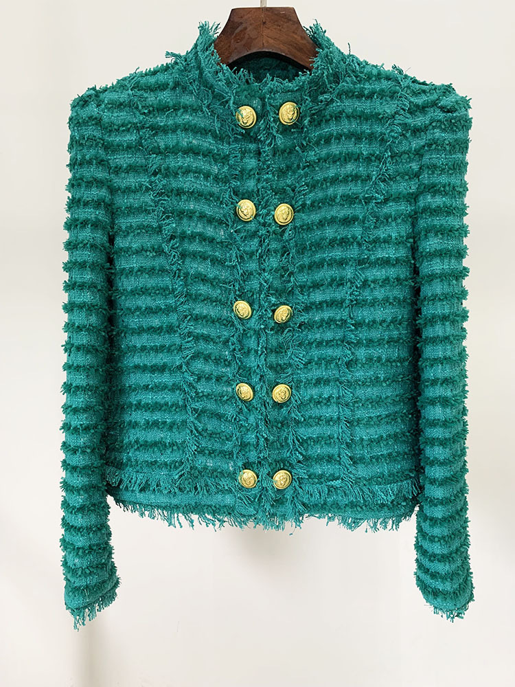Trendy Fringed Tweed Blazer For Elegant Style - Image 12