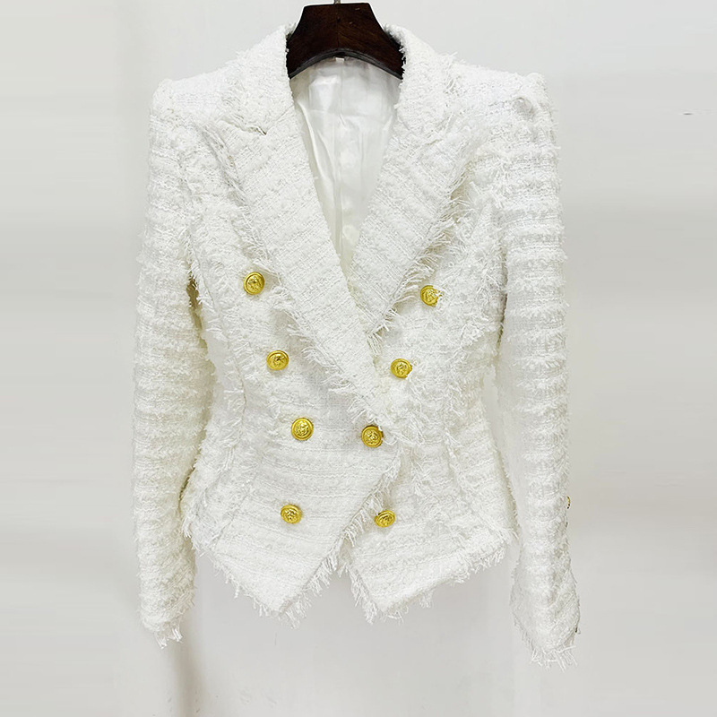 Trendy Fringed Tweed Blazer For Elegant Style - Image 8