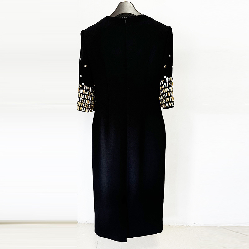 Elegant Black Beaded Midi Dress - Image 3