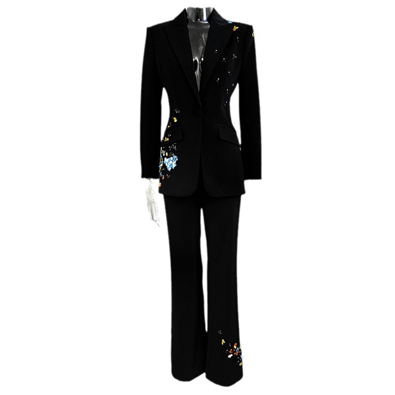 Colorful Sequin Blazer And Pants Set Elegant Office Outfit - Image 5