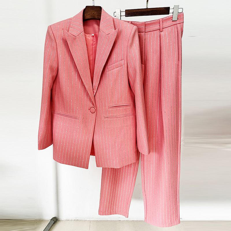 Elegant Crystal Rhinestone Suit Set With Long Pants - Image 7