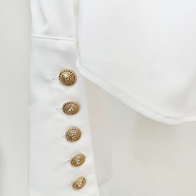 Chic White Long Sleeve Shirt With Flared Sleeves - Image 3