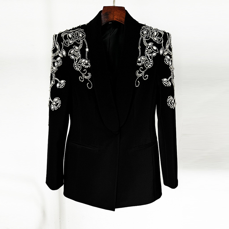 Fashionable Tailored Blazer With Rhinestone Embellishments - Image 2
