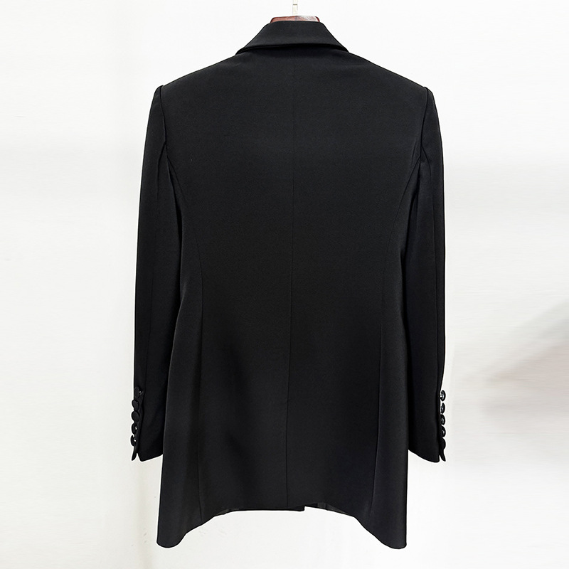 Elegant Tailored Long Blazer With Beaded Embellishments - Image 4