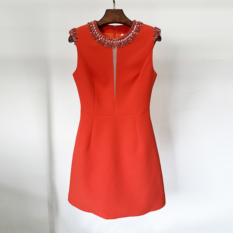 Fashionable Red Beaded Sequin Dress For Women - Image 6