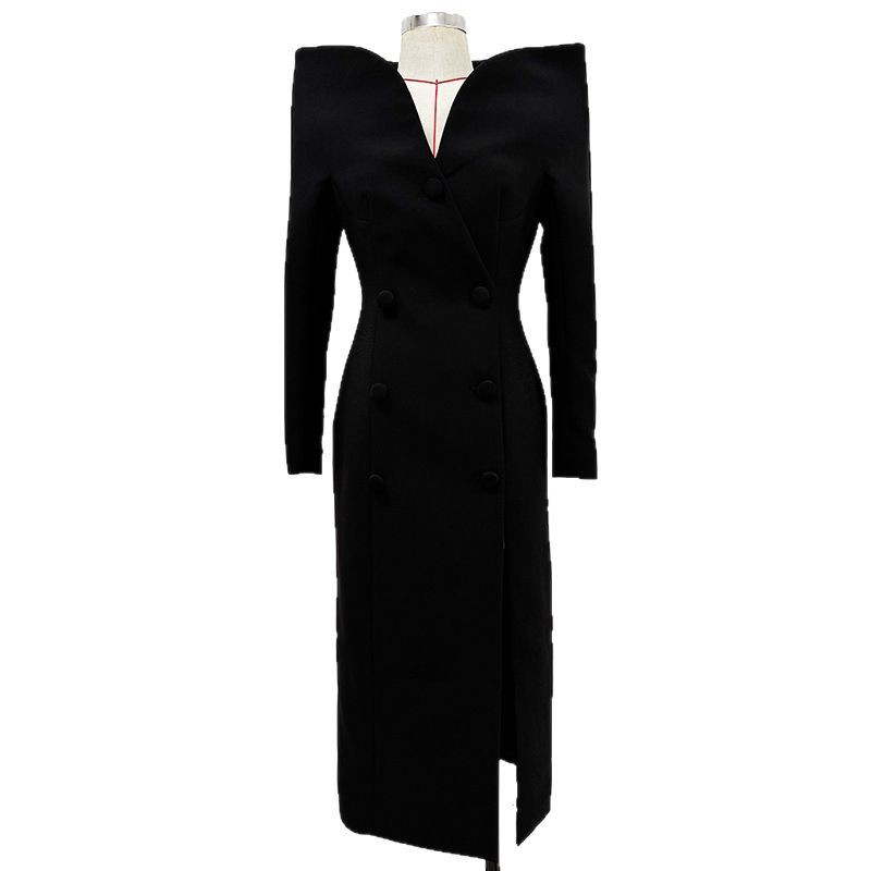 Fashionable Slim Fit Long Trench Coat With Stand Collar - Image 5