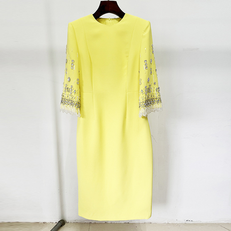 Embroidered Beaded Midi Dress Elegant Party Attire - Image 7