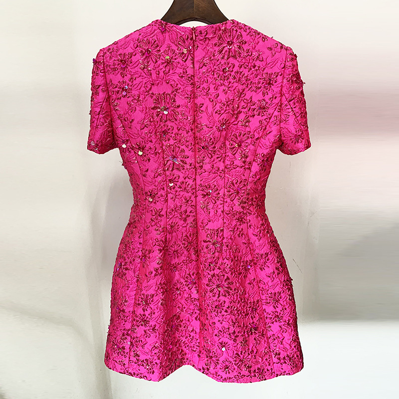 Fashion Pink Casual A-Line Dress With Beaded Embellishments - Image 2