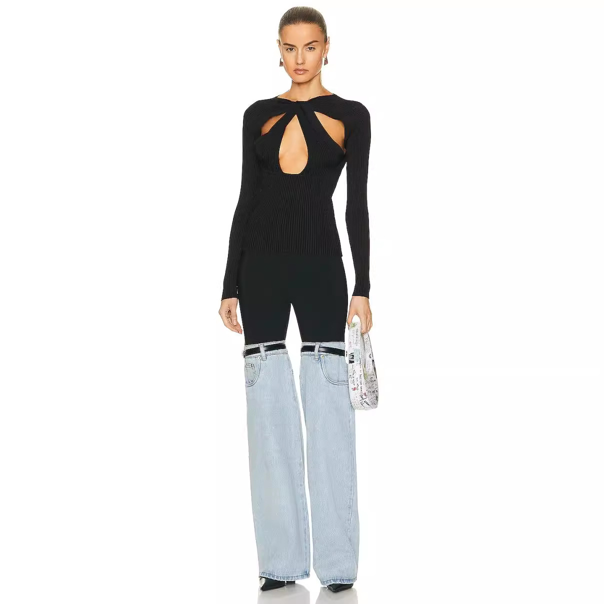 Trendy High-Waisted Straight-Leg Denim Pants - Image 4