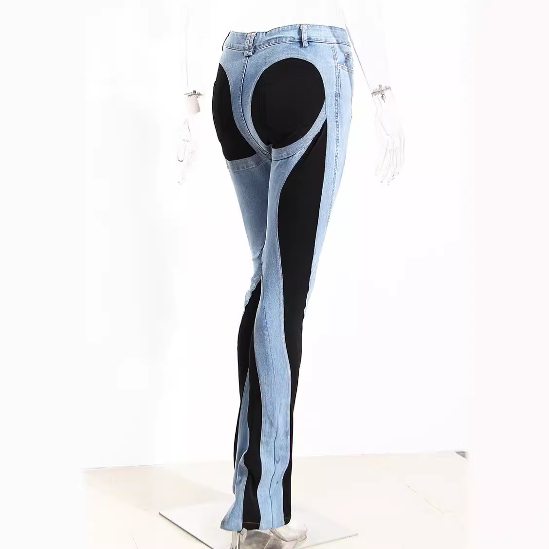 Color Block High-Waisted Skinny Jeans For Women - Image 4