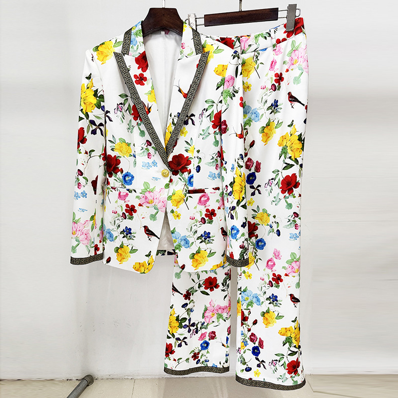 Trendy Printed Blazer And Pants Set - Image 6