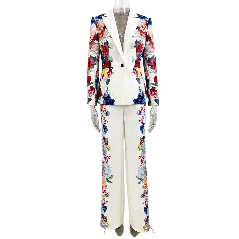 Fashionable Digital Print Suit Jacket Set - Image 5